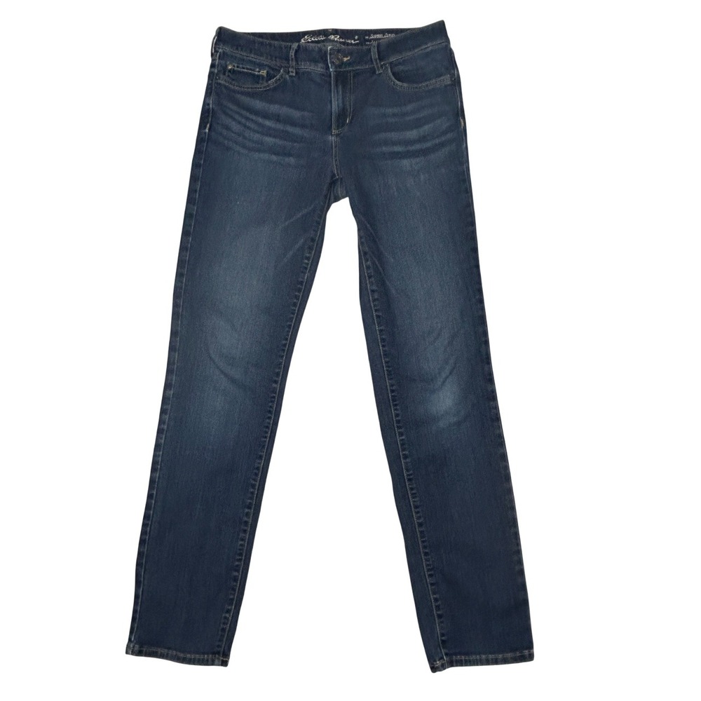 Eddie Bauer Jeans Women 10 (30x29.5) Slightly Curvy Slim Straight Mid Rise Blue‎